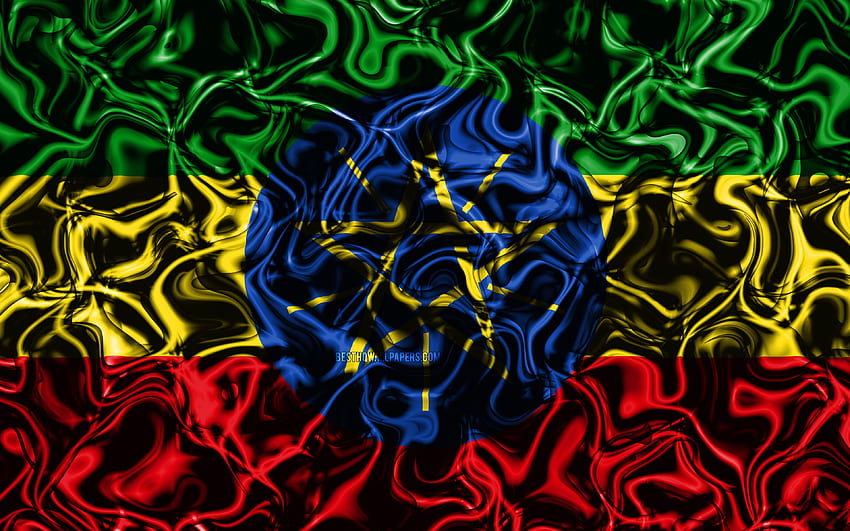 Flag of Ethiopia, abstract smoke, Africa, national symbols, Ethiopian flag, 3D art, Ethiopia 3D flag, creative, African countries, Ethiopia for with resolution . High Quality HD wallpaper