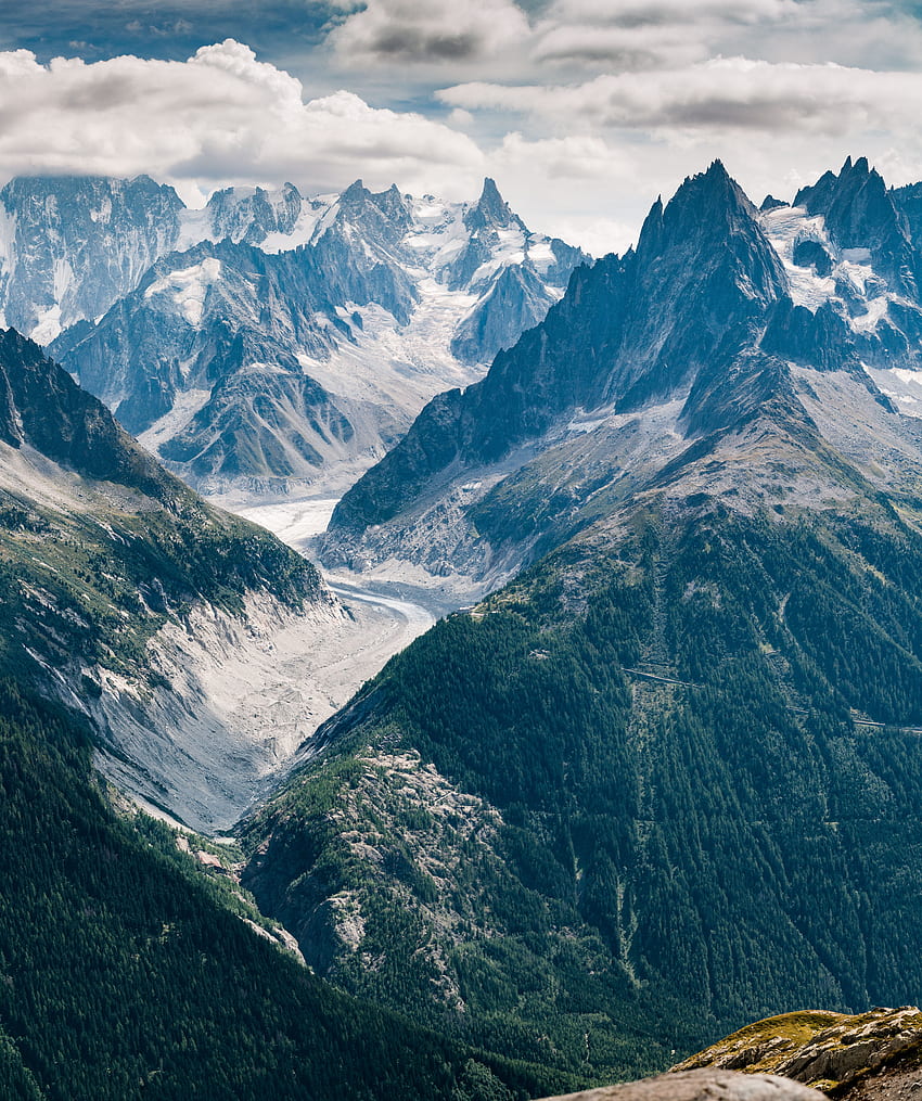 Tops, Nature, Mountains, View From Above, Vertex, Road, France, Chamonix HD phone wallpaper
