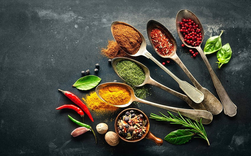 Herbs & Spices Spoons . Herbs & Spices Spoons HD wallpaper