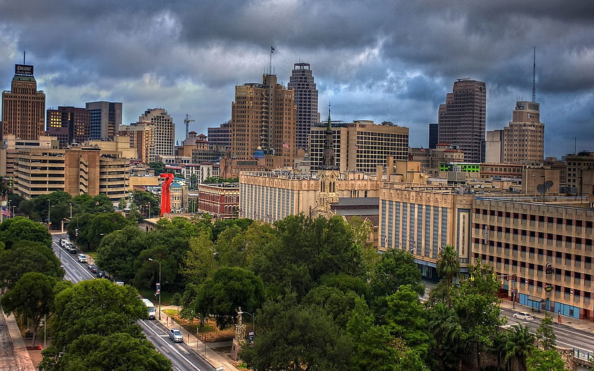 Cities, Trees, View From Above, Skyscrapers, San Antonio, Texas HD wallpaper