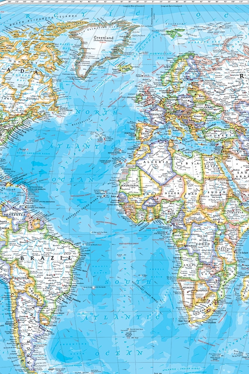 แผนที่ แผนที่โลกของ National Geographic วอลล์เปเปอร์โทรศัพท์ HD