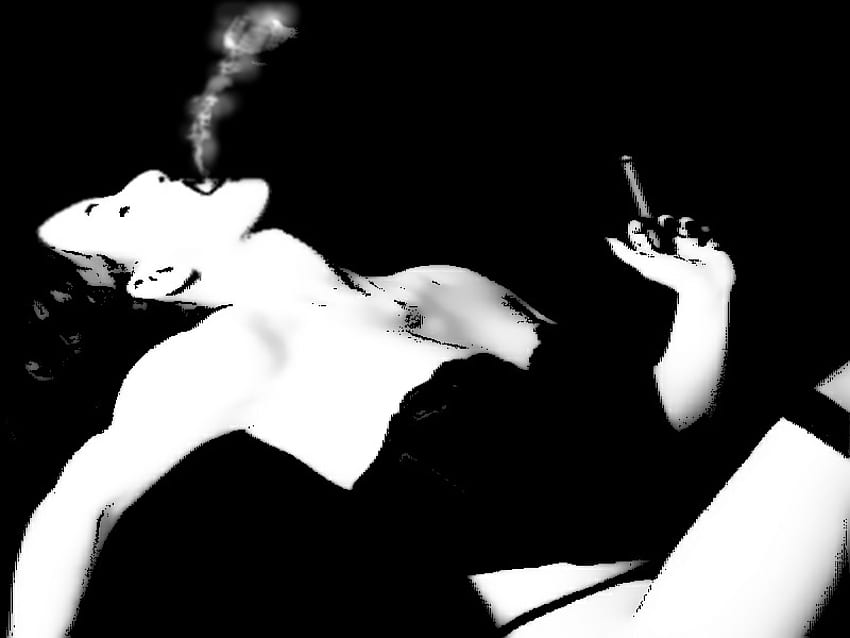 Smoked, drawn, animate, general, woman, dark HD wallpaper