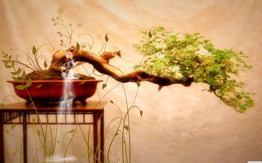 Japanese Painting . Japanese Bonsai Tree Art -, Japanese Flower Art HD wallpaper