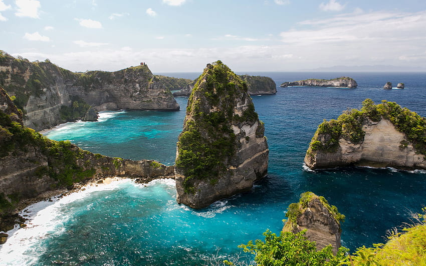 Isla Nusa Penida, costa, mar, trópicos, mil islas, Bali, Indonesia, archipiélago malayo con resolución . Alta calidad fondo de pantalla