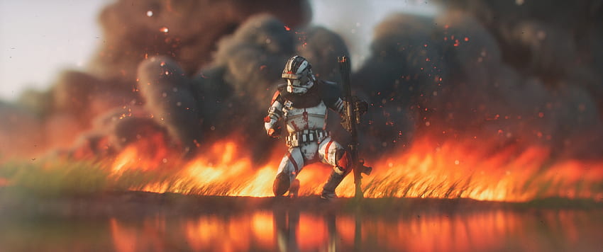 Clone trooper, Star Wars, fire HD wallpaper