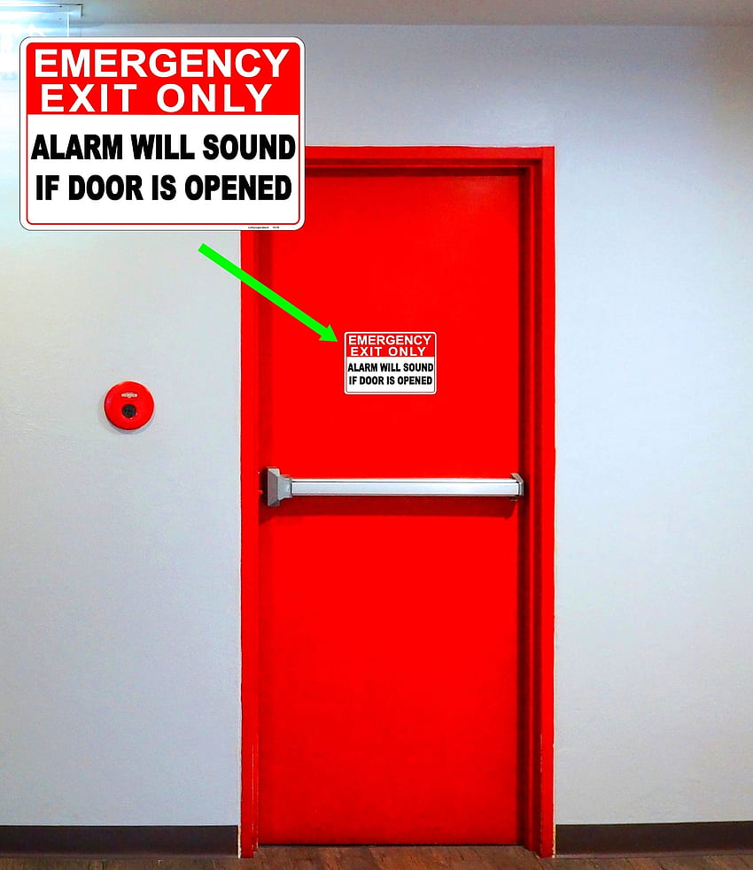 Emergency Exit Only Alarm Will Sound Sign Stickers︱ Shipping, Exit Sign ...