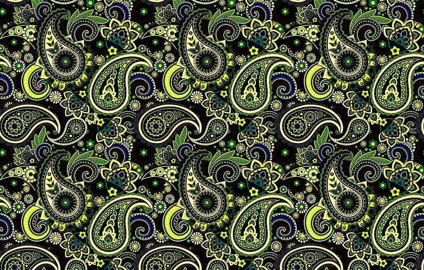 green, pattern, ornament, Paisley, Indian cucumbers for , section текстуры HD wallpaper