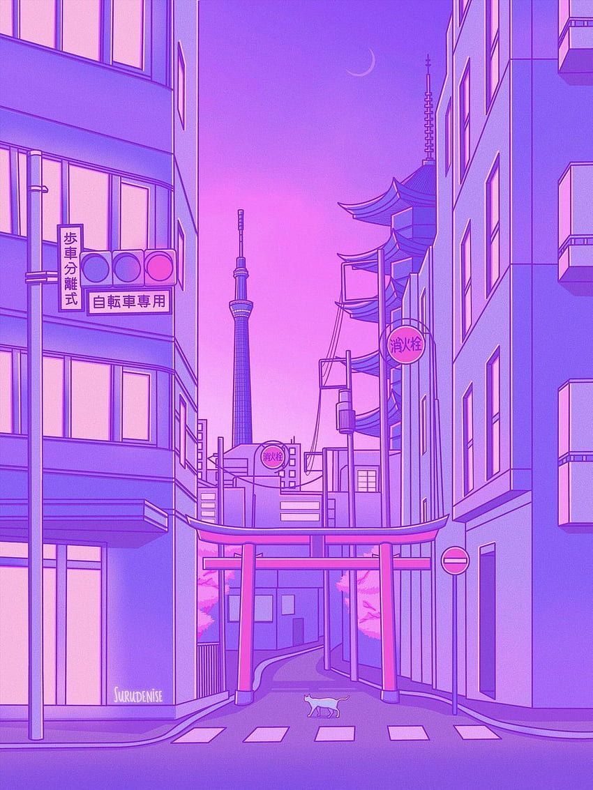Anime Purple City Aesthetic .novocom.top, Aesthetic Vaporwave City HD電話の壁紙