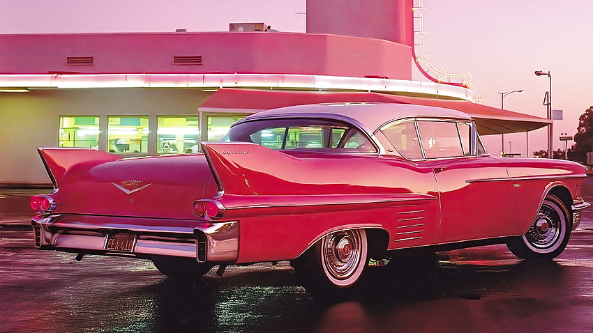 Cadillac Series 62 Coupe, Autos, , y Pink Vintage Car fondo de pantalla