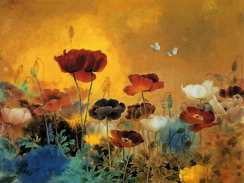 Poppy Flower Painting - Oil Painting - - HD wallpaper