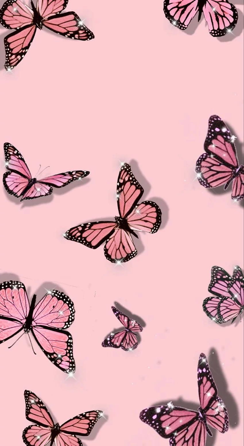 pink butterfly background. Butterfly iphone, Pink glitter , Pink iphone HD phone wallpaper