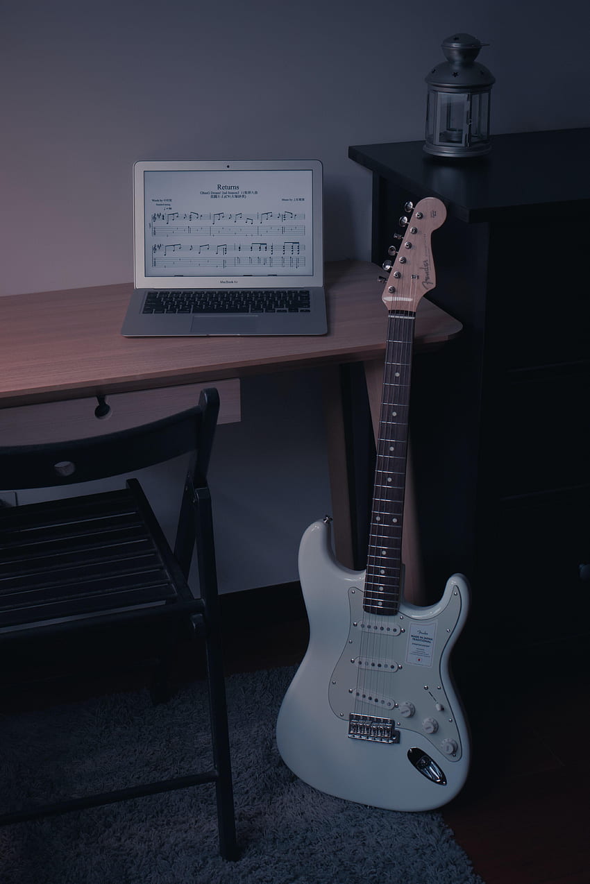 Music, Guitar, Musical Instrument, Notebook, Laptop, Electric Guitar HD phone wallpaper
