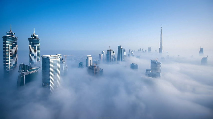 Wondrous Skyline Of Dubai In Fog [] HD wallpaper