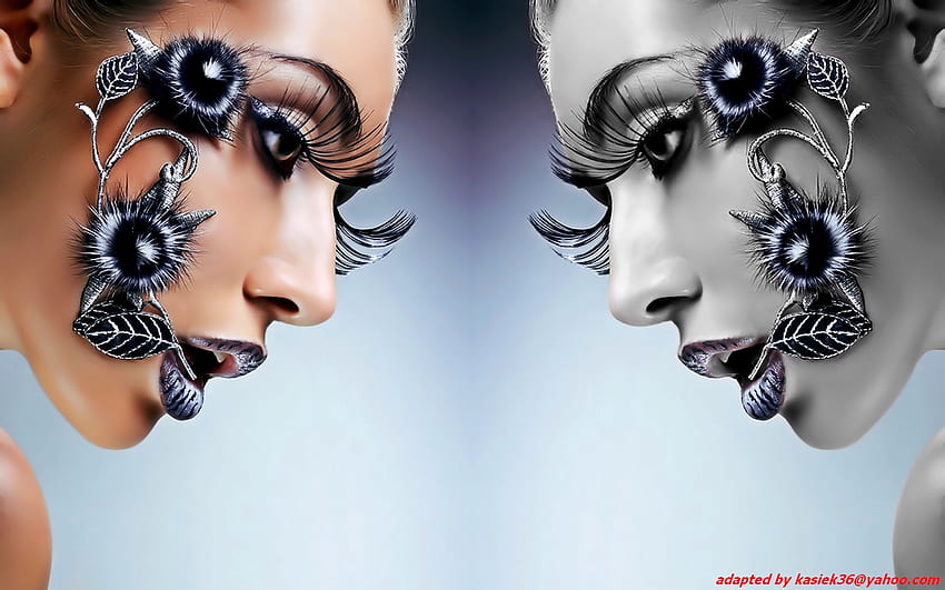 Two Faces, face, mirror, people, woman HD wallpaper