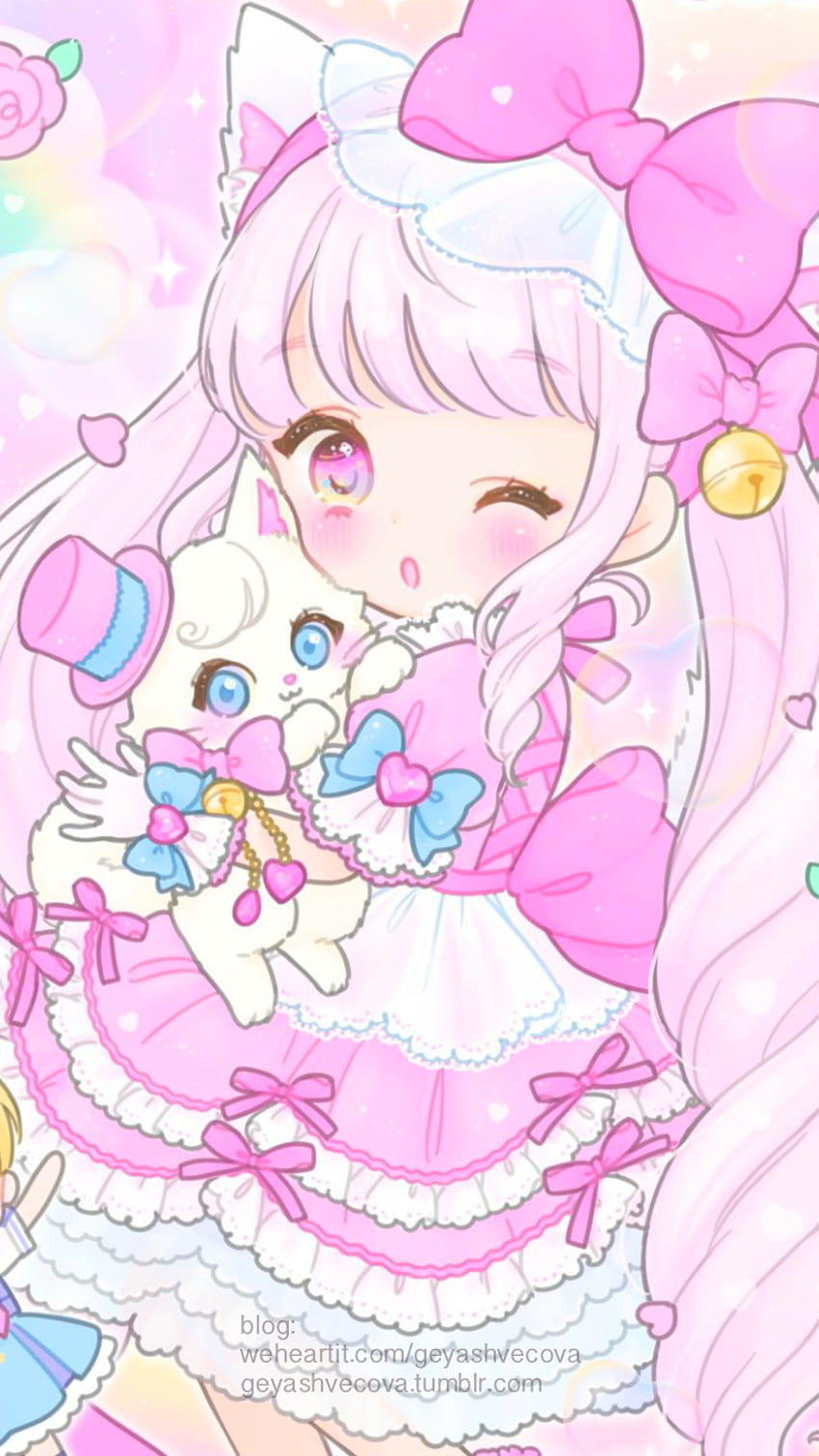 Kawaii Anime Pink 2020, Kawaii Pastel Anime Girl Tapeta na telefon HD