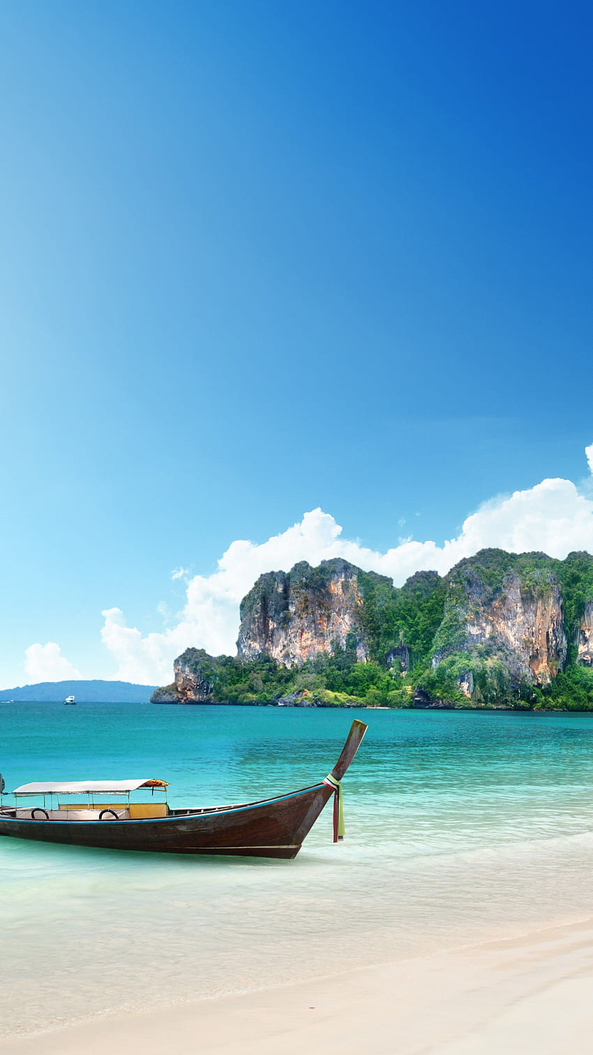 Tailandia, , , playa, orilla, barco, rocas, viaje, turismo, Naturaleza, Mar de Tailandia fondo de pantalla del teléfono