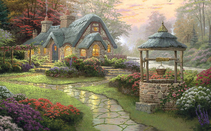 Fantastisch, Englisch, Cottage, , , Englischer Garten HD-Hintergrundbild