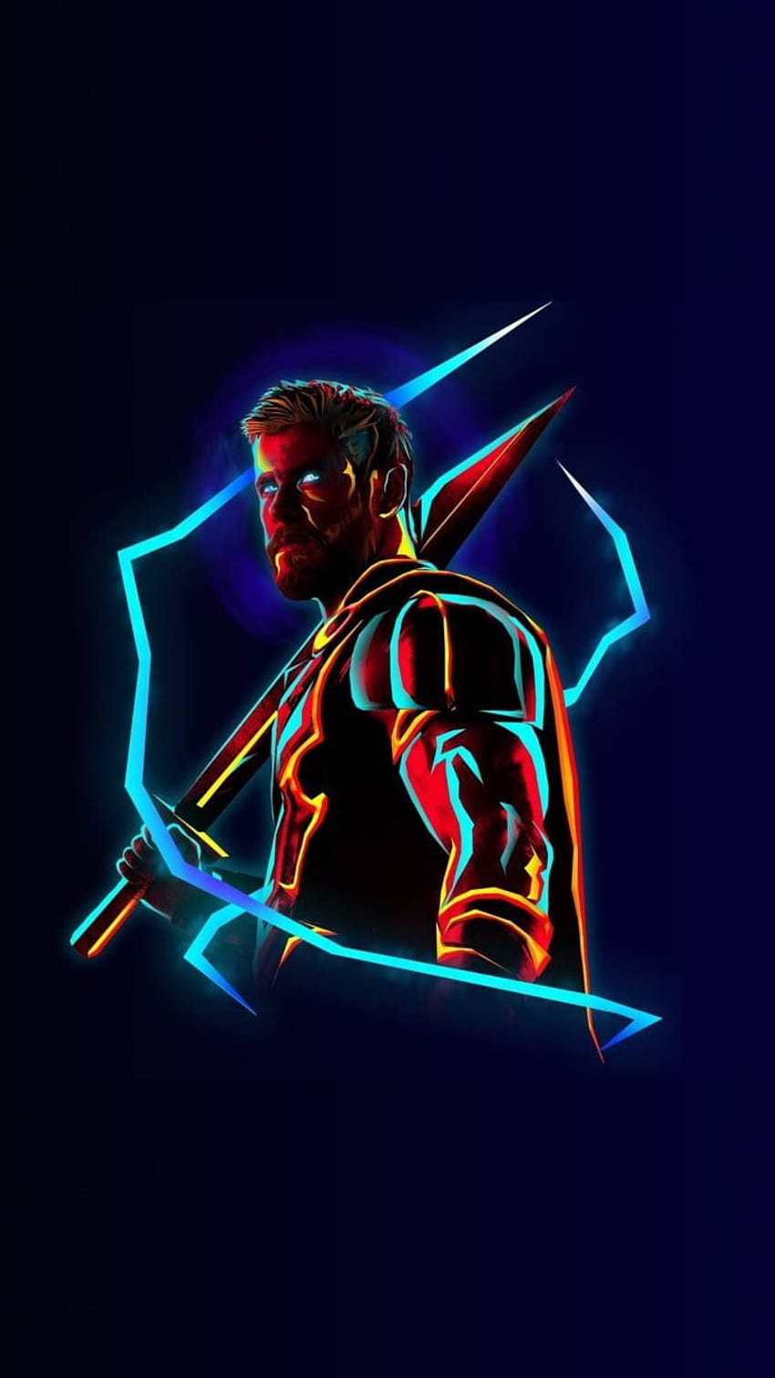 A perfect neon themed traced Thor with black overalls, Doctor Strange Neon HD phone wallpaper