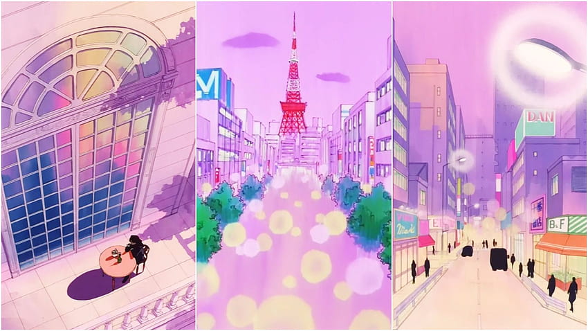 Lassen Sie uns den Anime-Hintergrund von Sailor Moon bewundern. Sailor Moon-Hintergrund, Sailor Moon-Ästhetik, Anime-Landschaft, Pastell Sailor Moon HD-Hintergrundbild