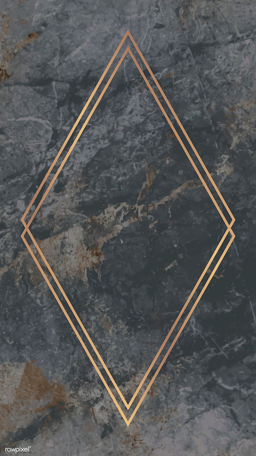 ilustración premium del marco dorado Rhombus sobre mármol gris, mármol gris estético fondo de pantalla del teléfono