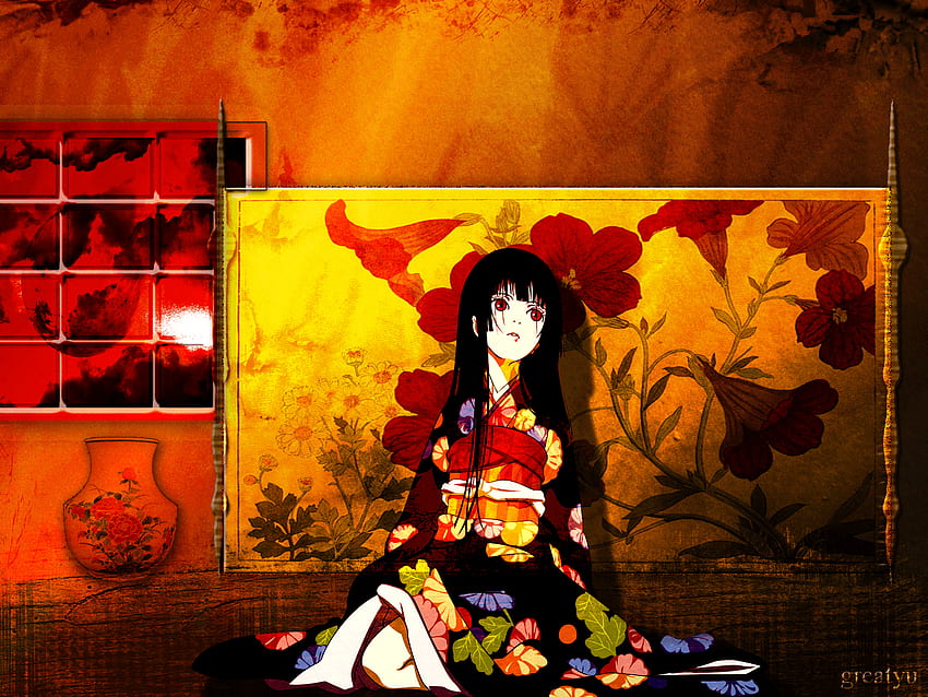 Hell Girl Red Moon Computer , Background, Kimono HD wallpaper | Pxfuel