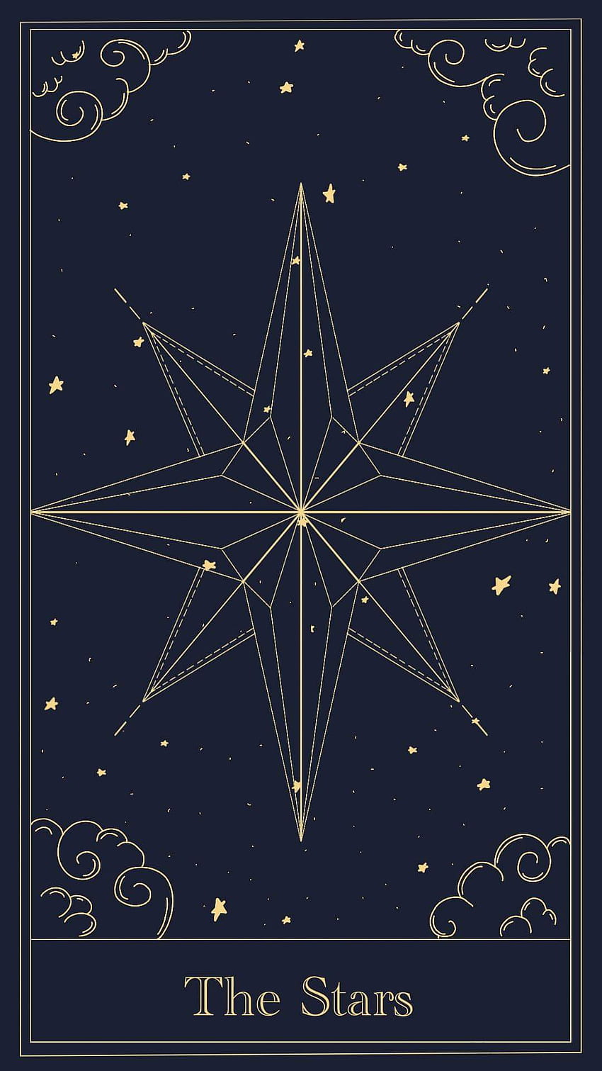 Tarotkarte die Sterne, elektrisches Blau, minimal, Karten, blau, Stern, Symmetrie, dunkel, Taro, Rahmen HD-Handy-Hintergrundbild