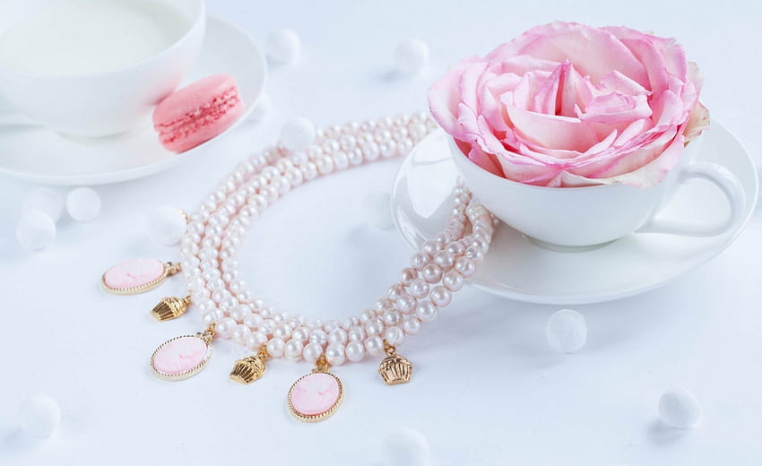 * Soft pink *, rose, pink, delicate, necklace, feminine HD wallpaper