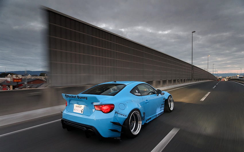 Toyota GT86 vue arrière de voiture bleue iphone autoroute - Cars, Stance Car Fond d'écran HD