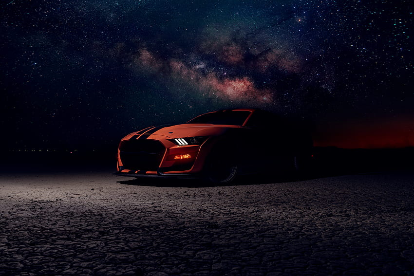Ford Mustang, оранжев автомобил, офроуд 2020 г HD тапет