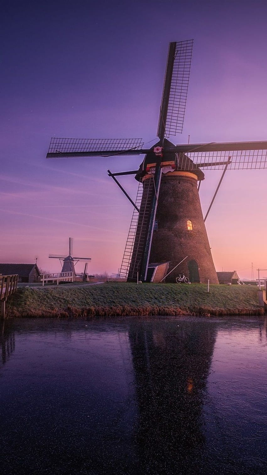 Windmills, Haze, Morning, River, Netherlands IPhone 8 7 6 6S , Background, , , Netherlands iPhone HD phone wallpaper