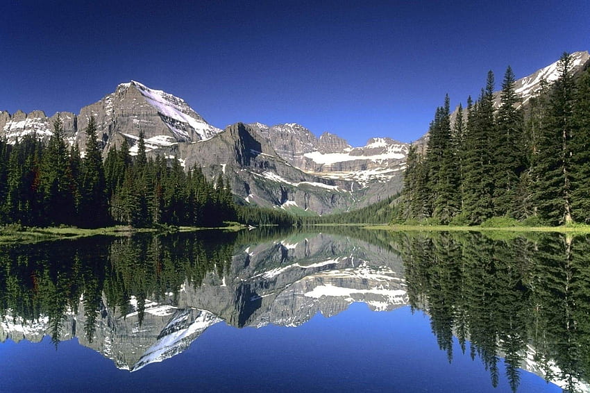 Monochrome mountain lake scenery . Wide, Mountain Water HD wallpaper