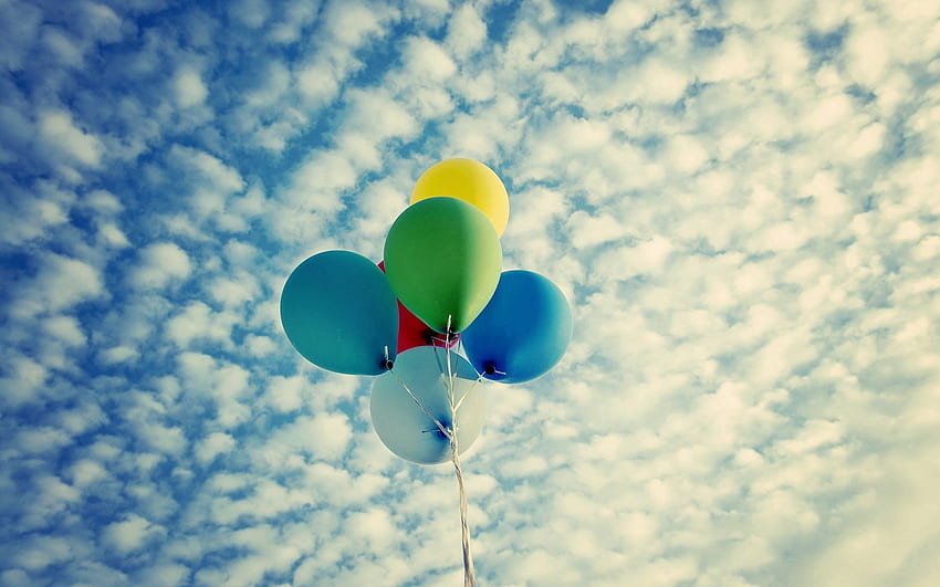 Sky, Clouds, Balloons, , , Multicolored, Motley, Flight HD wallpaper
