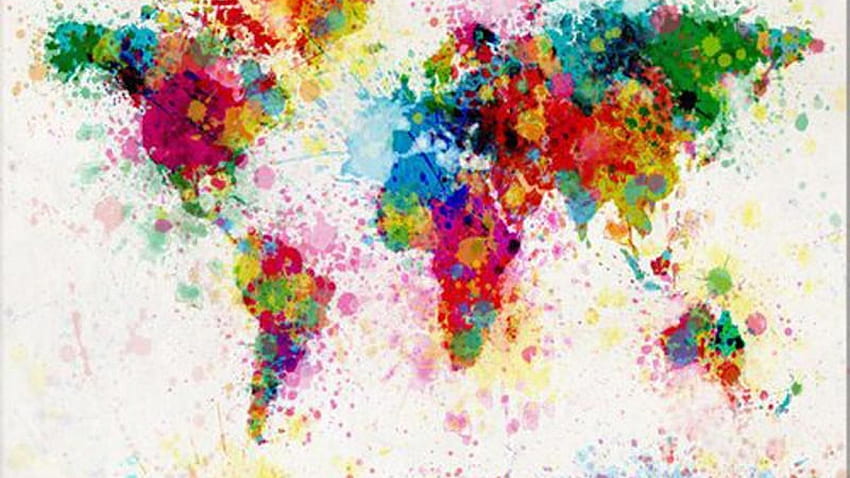 Dünya Haritası Suluboya En Ünlü Soyut Sanat Sis HD duvar kağıdı