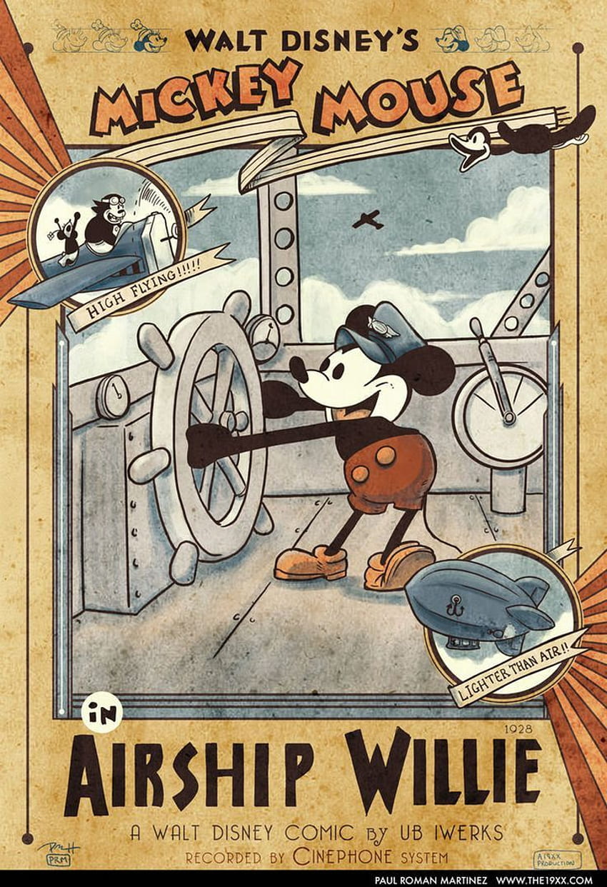 Mickey-Maus-Poster. Retro-Poster, Vintage-Disney-Poster, Cartoon-Poster, Old-School-Poster HD-Handy-Hintergrundbild