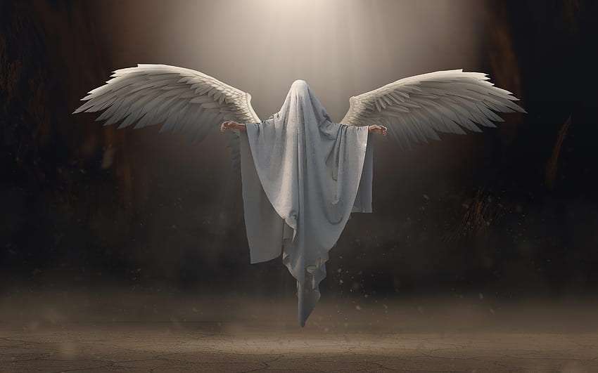 Ángel, alas blancas, arte. fondo de pantalla