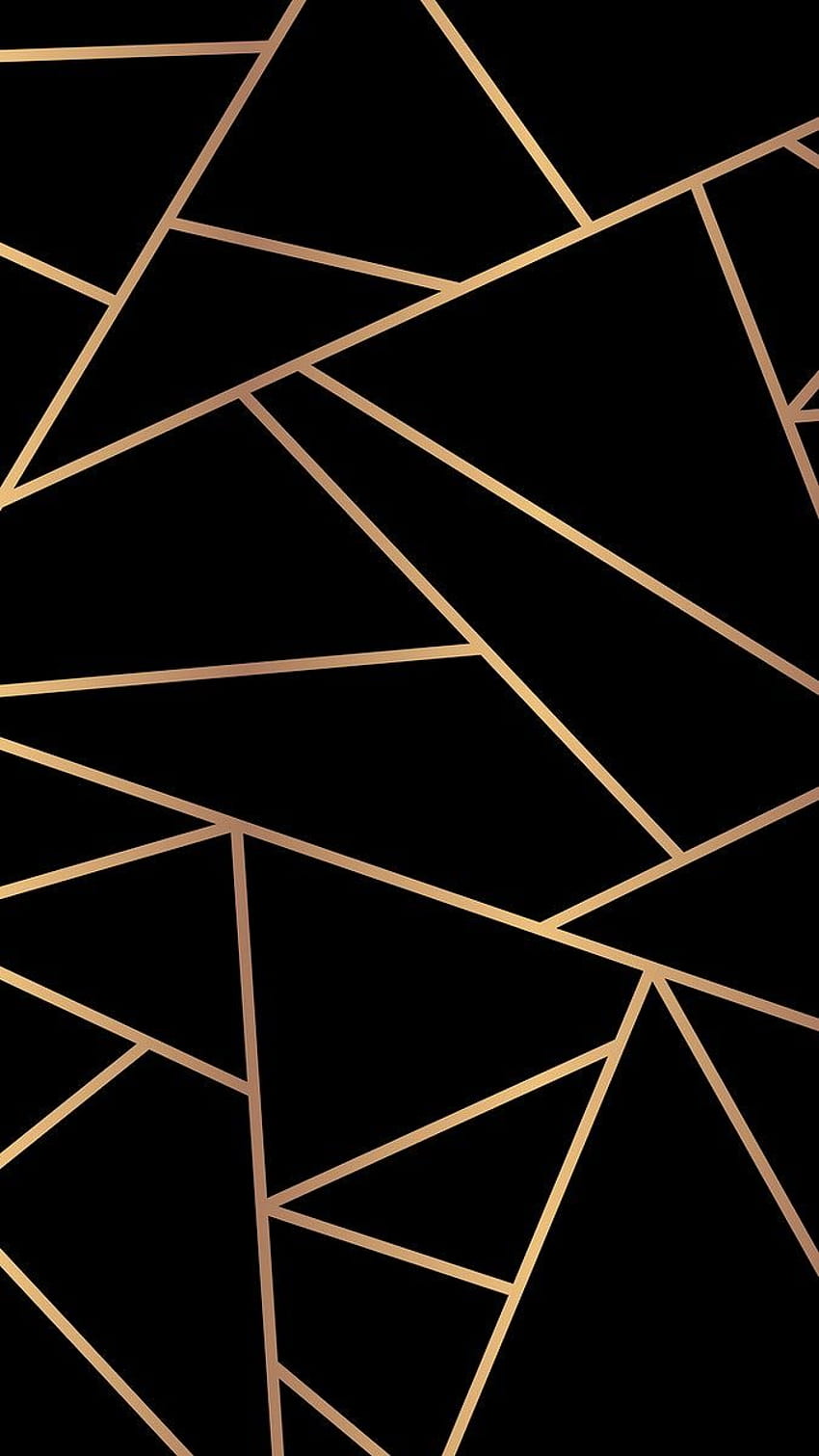 първокласна илюстрация на триъгълен геометричен модел psd златисто черен. Златен и черен фон, черна и златна естетика, златен фон HD тапет за телефон