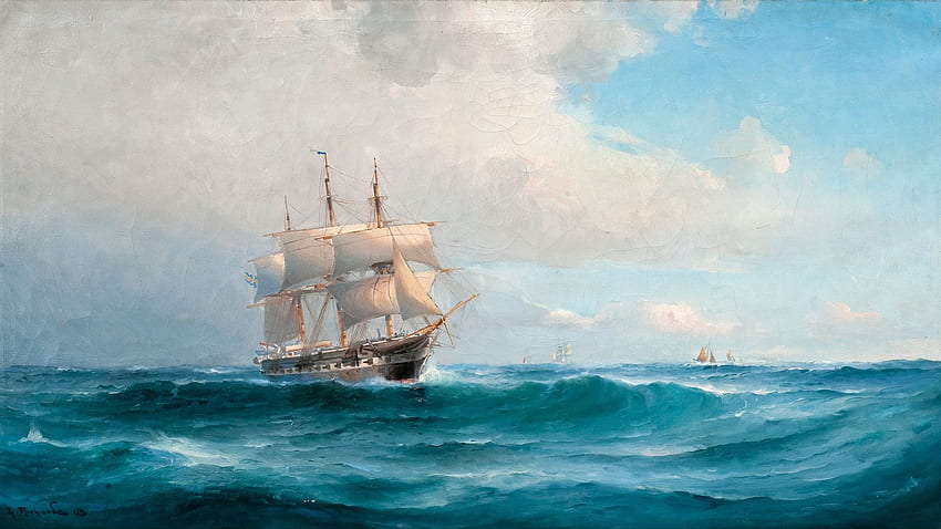 Yağlı Boya Tablo Okyanusta Gemi , , , Arka Plan, Lvsok5, Deniz Tablosu HD duvar kağıdı