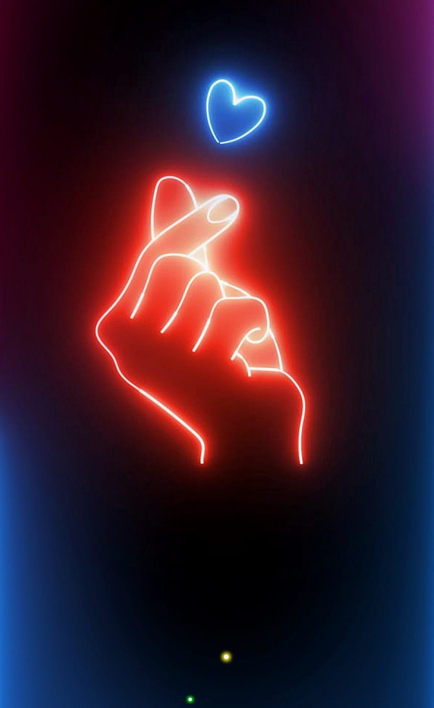 Coeur de doigt, amour, amour, signe, coréen, coloré Fond d'écran de téléphone HD