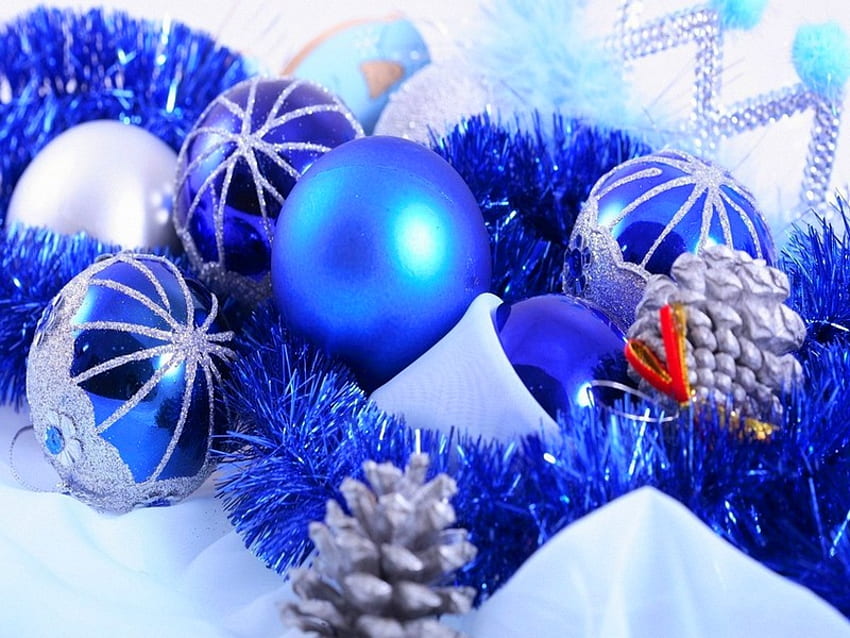 Blue new year balls, blue, holiday, christmas, balls, new year HD wallpaper
