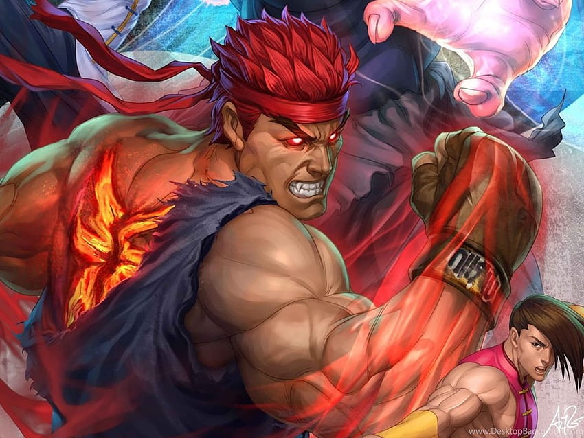 rgm501, evil ryu, ryu (street fighter), street fighter, highres,  comparison, dark skin, dougi, headband, karate gi, official alternate  costume, official alternate hairstyle, serious, signature, simple  background, standing - Image View 