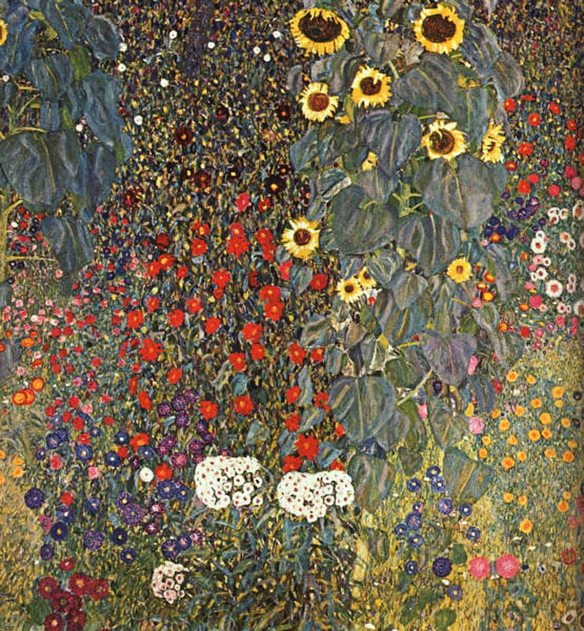 Jardim de fazenda com girassóis - Gustav Klimt Papel de parede de celular HD