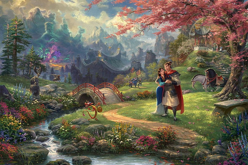 Mulan-Blüten der Liebe. Thomas Kinkade Disney HD-Hintergrundbild