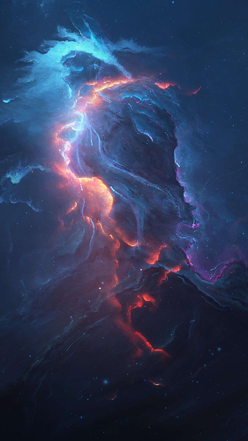 iPhone di collisione della nebulosa spaziale. sul fondo dello schermo, Galaxy Collision Sfondo del telefono HD