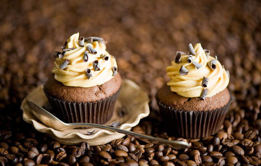 Alimentos, Chocolate, Deserto, Grãos De Café, Cupcakes papel de parede HD