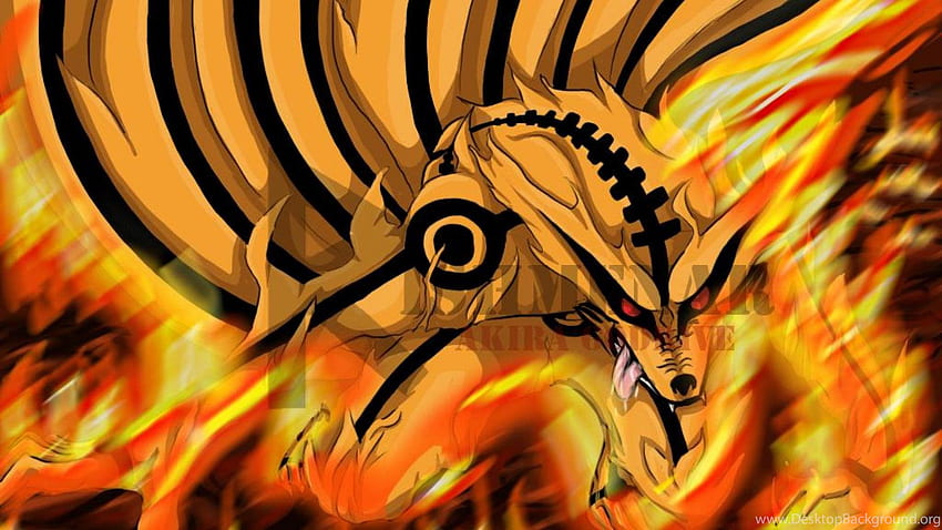 : Naruto, Bijuu Form, Fox, Animal, Fire, Flame, Burning. Background HD wallpaper
