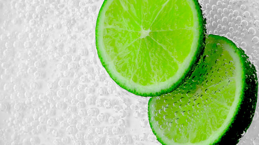 Lime Slices Bubbles HD wallpaper