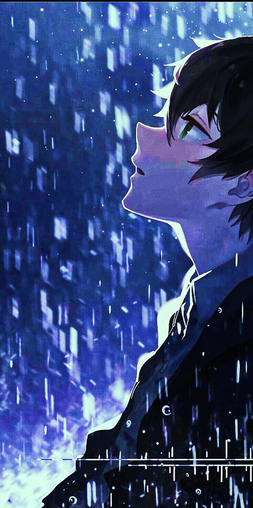 HD wallpaper: anime boy, cat, raining, scenic, sad, loneliness