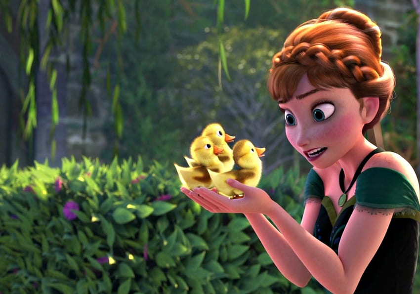 Frozen (2013), frozen, disney, girl, ducklings, fantasy, green, movie, funny, redhead, princess, anna HD wallpaper