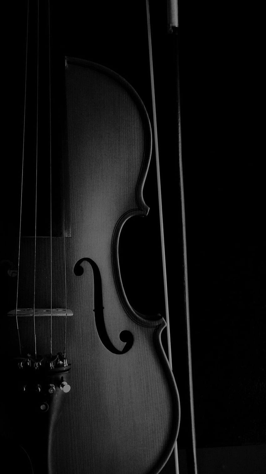 escura. Música, Arte do violino, Preto e branco Papel de parede de celular HD