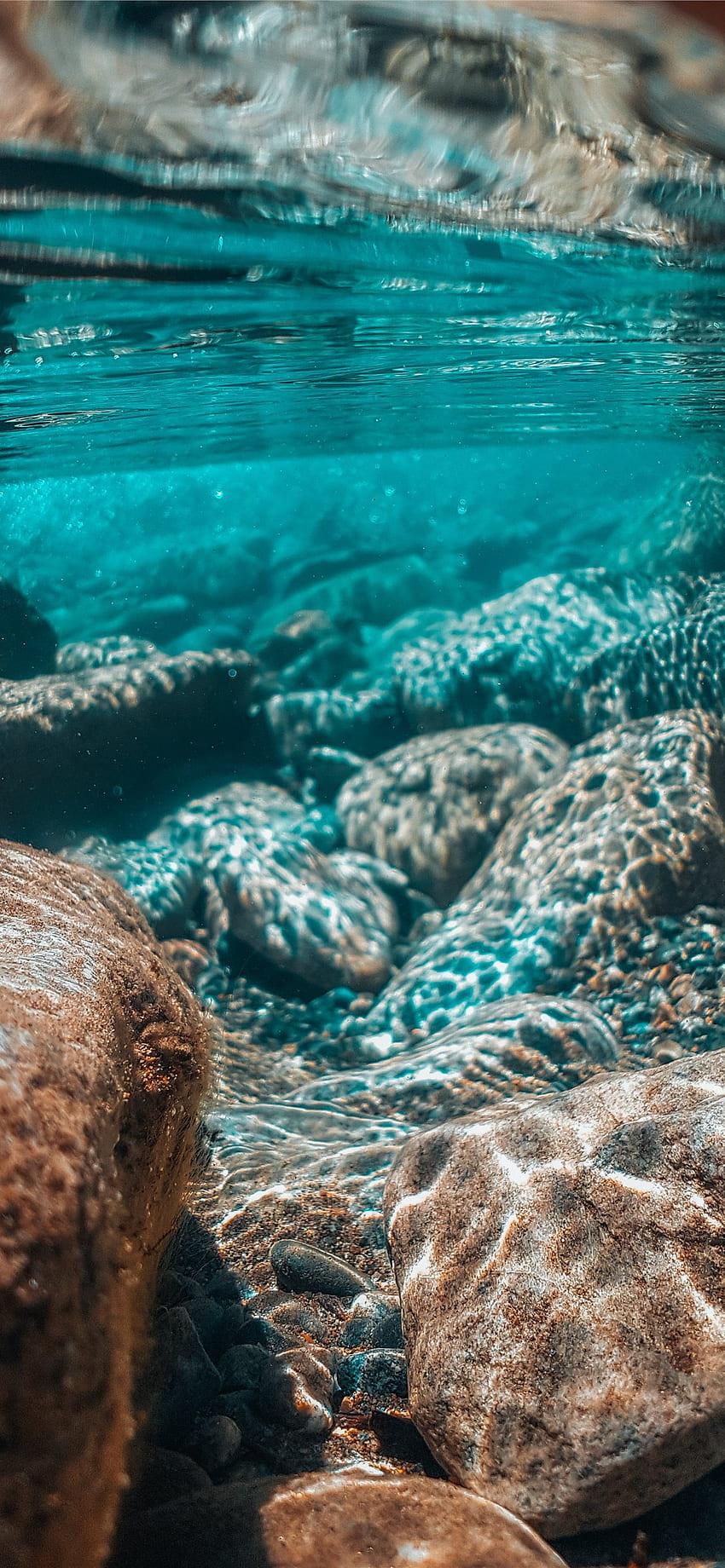 underwater graphy of brown stones iPhone X, Ocean graphy HD phone wallpaper